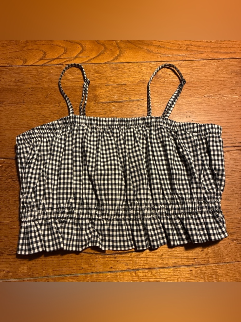 La Hearts Black and White Gingham Smocked Camisole
